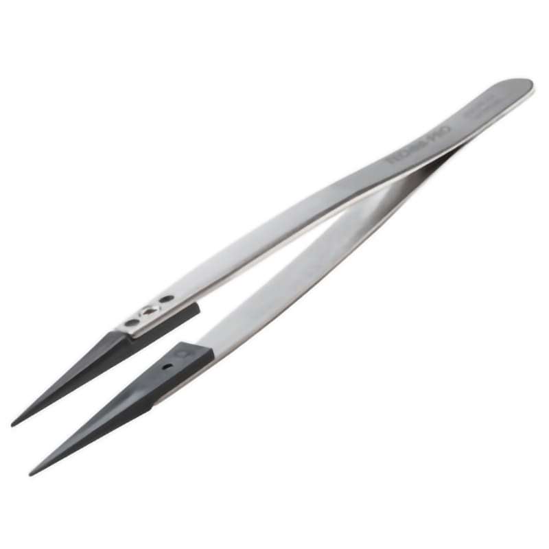 ESD Plastic Tip Tweezers, Style 259, Carbon PEEK Tips A259CP, Pointed, 5.1"